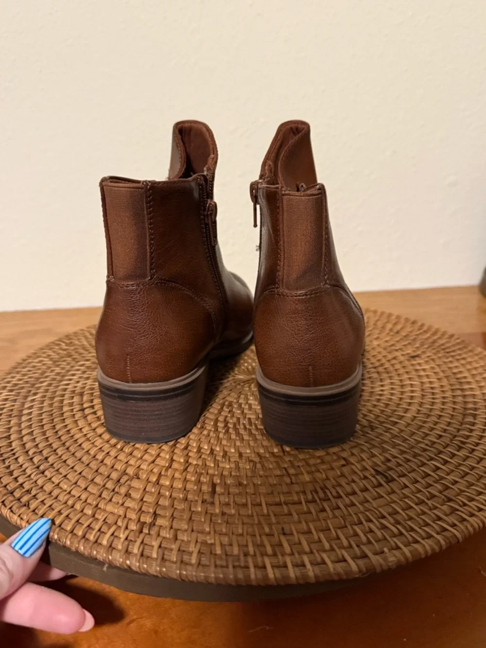 Women’s Tan  Brown Leather Ankle Boots‎ - Classic Side Zip